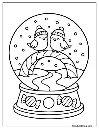 Candy Cane Bridge Snow Globe Coloring Page