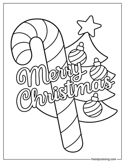 Candy Cane Christmas Coloring Page