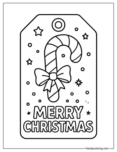 Candy Cane Gift Tag Coloring Page