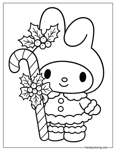 Candy Cane My Melody Coloring Page