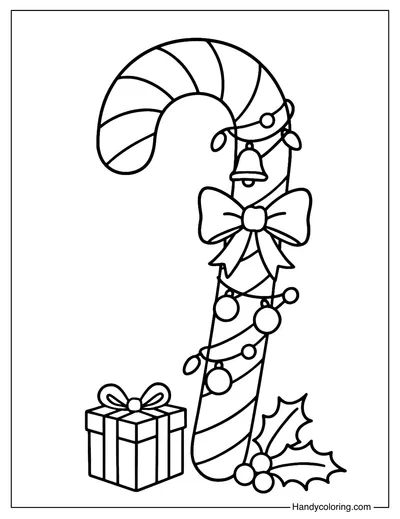 Candy Cane Ornament Tree Coloring Page