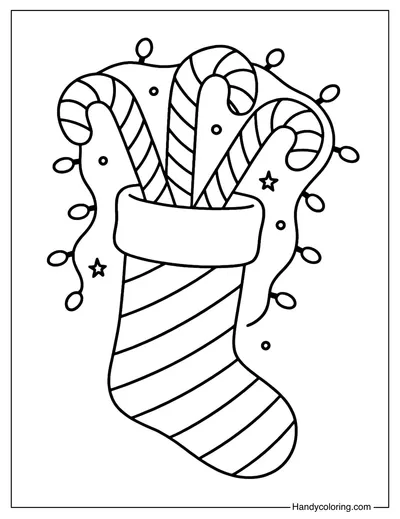 Candy Cane Stocking Coloring Page