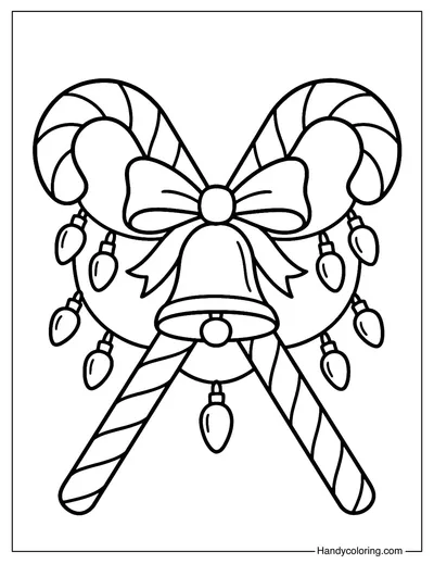 Candy Cane with Bell Coloring Page