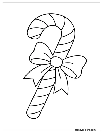 Candy Cane with Ribbon Coloring Page