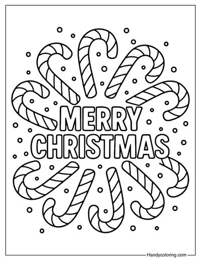 Candy Cane Wreath Coloring Page