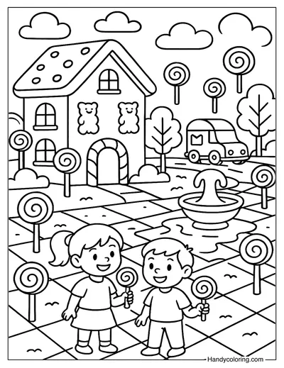 Candy City Coloring Page