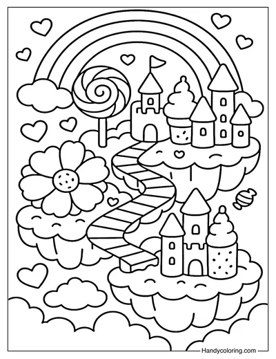 Candy Cloud Kingdom Coloring Page
