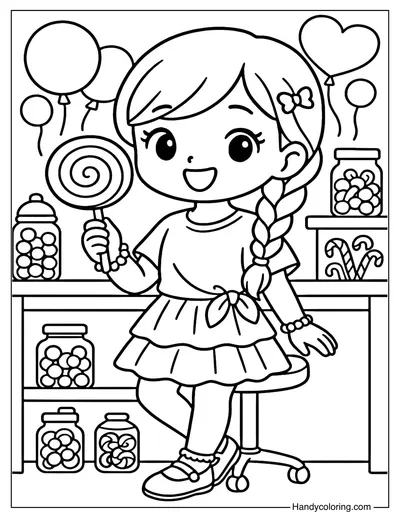 Candy Girl Coloring Page