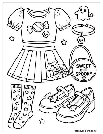 Candy Goth Outfit Coloring Page