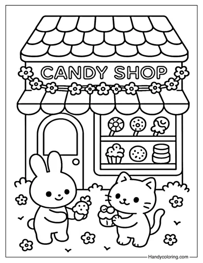 Candy House Bakery Coloring Page