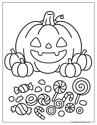 Candy Jack O Lantern Party Coloring Page