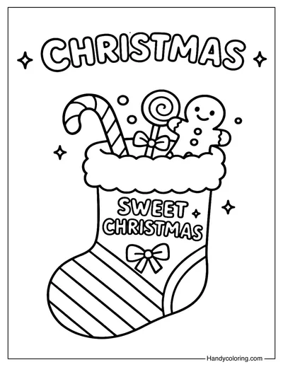 Candy Joy Stocking Coloring Page