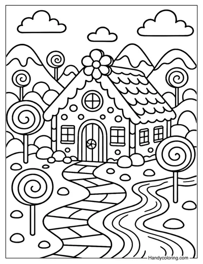 Candy Kingdom Gingerbread House Coloring Page