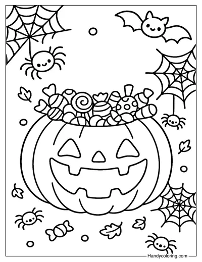 Candy Overflow Jack-O-Lantern Coloring Page