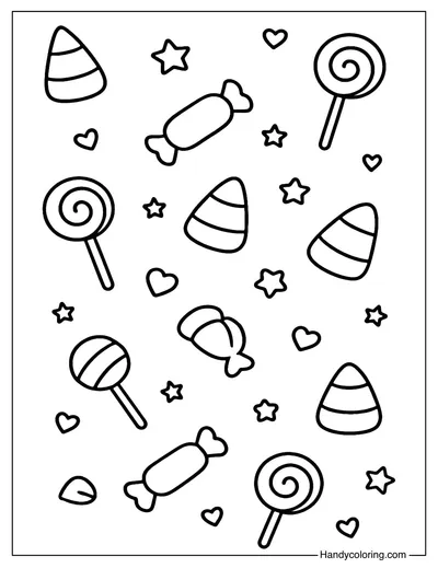 Candy Rain Background Coloring Page