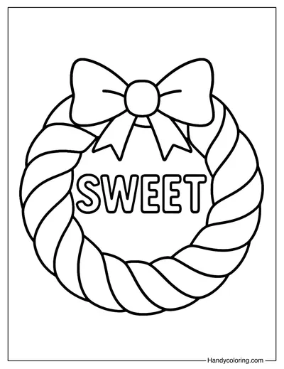 Candy Ribbon Wreath Coloring Page