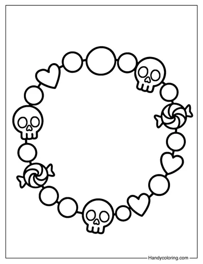 Candy Skull Bracelet Coloring Page