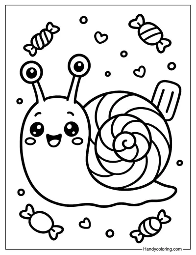 Candy Snail Coloring Page