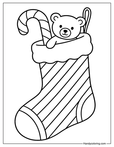 Candy Stripe Stocking Coloring Page