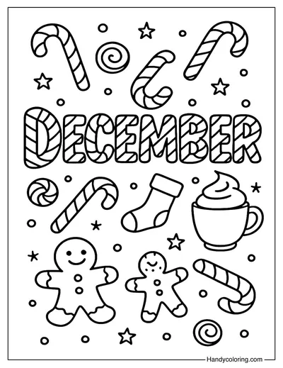 Candy Style December Coloring Page
