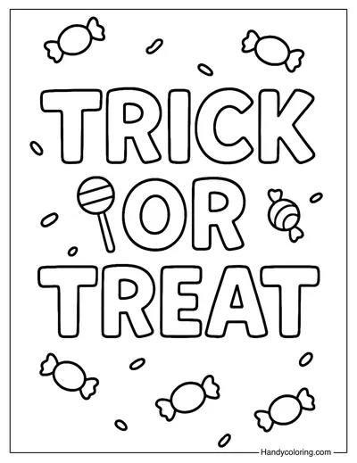 Candy Style Trick or Treat Coloring Page