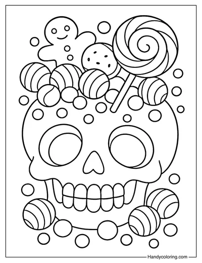 Candy Sugar Skull Coloring Page