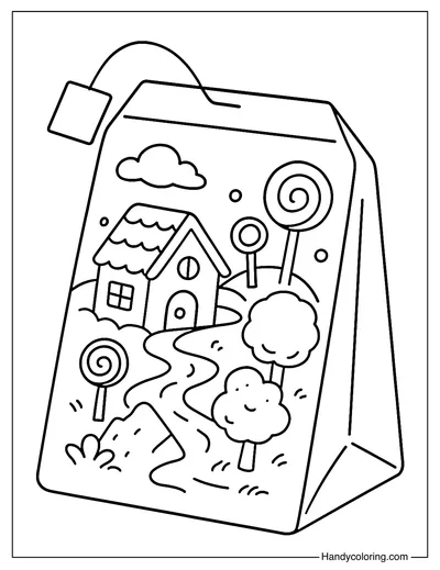 Candy Village Tea Bag Coloring Page