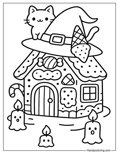 Candy Witch House Coloring Page