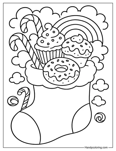 Candy Wonderland Stocking Coloring Page