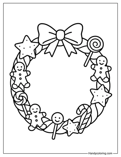 Candy Wonderland Wreath Coloring Page