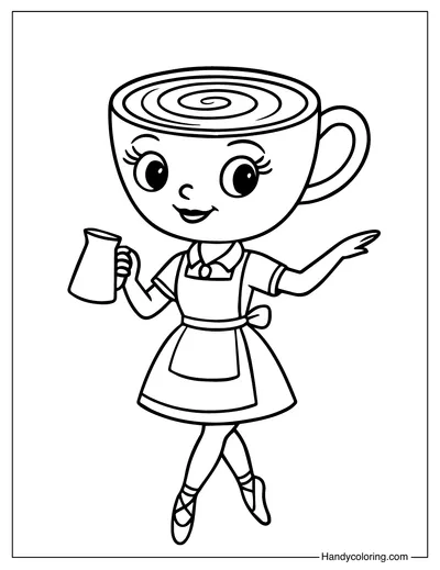 Cappuccina Barista Coloring Page