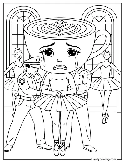 Cappuccina Caught by Police Coloring Page
