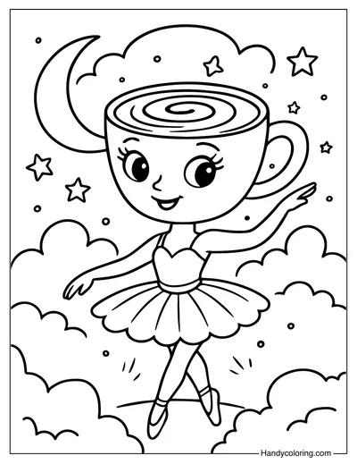 Cappuccina Dreamer Ballerina Coloring Page