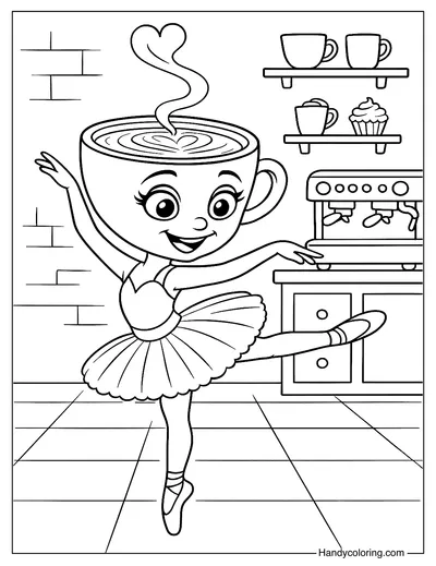 Cappuccina in the Coffee Shop Coloring Page
