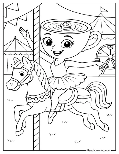 Cappuccina Riding Wooden Horse Coloring Page
