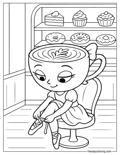 Cappuccina Tying Her Ballet Shoes Coloring