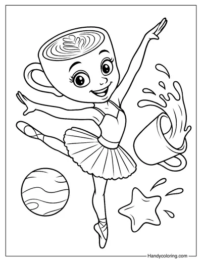 Cappuccina with Latte Splash Coloring Page