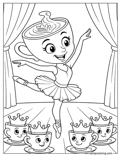 Cappuccina with Royal Stage Coloring Page