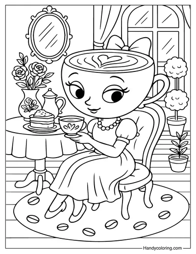 Cappuccina's Tea Party Coloring Page