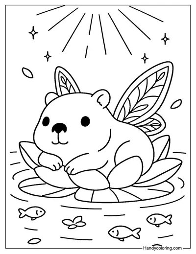 Capybara Lotus Lounge Coloring Page
