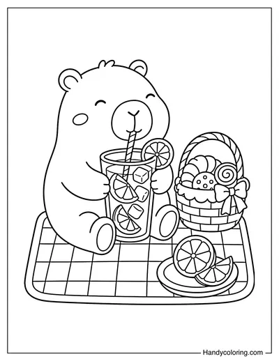 Capybara Picnic with Lemonade