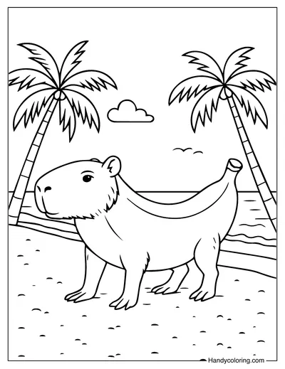 Capybarelli Bananalelli Coloring Page