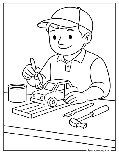Carpenter Painting Wooden Toy Coloring Page