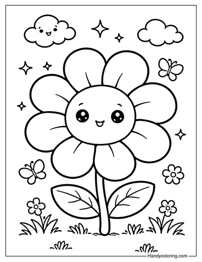 Cartoon Flower Coloring Page