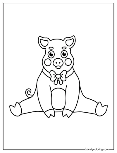 Cartoon Pig with Bow Coloring Page