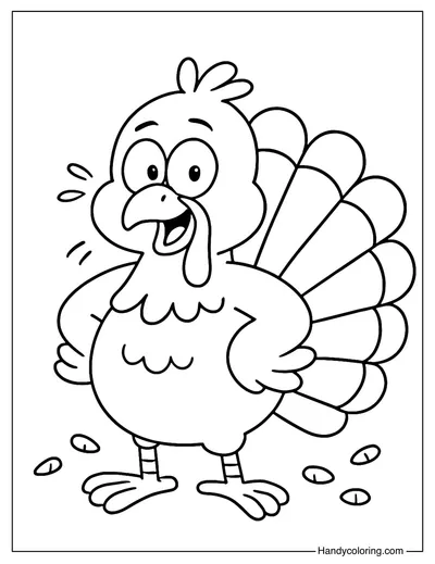 Cartoon Turkey Coloring Page