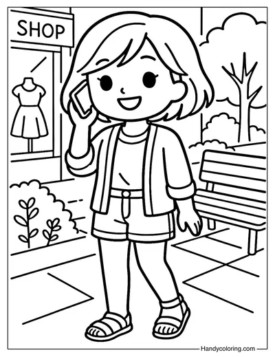 Casual Chic Girl Coloring Page