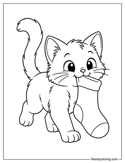 Cat Carrying a Big Sock