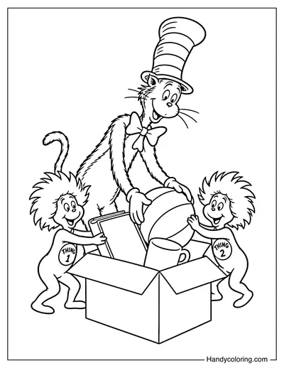 Cat in the Hat Cleaning Up with Thing 1 and Thing 2