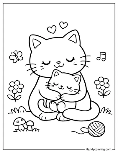 Cat Mom Hugging Kitten
